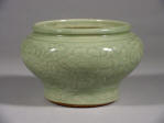 康熙 Kangxi Ming style celadon carved guan jar with peony decor