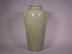 康熙 Kangxi carved celadon sleeve vase with mask handles