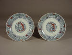 康熙 Pair of Kangxi Doucai  Qilong Saucers