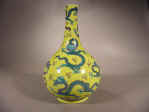 雍正 A Very Rare Yongzheng Lemon Yellow Gound Doucai Pear Shaped Dragon Vase