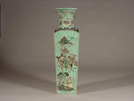 康熙清代 Kangxi Famille Verte Quadrilateral Vase with warrior motif