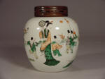 A fine Kangxi famille verte ginger jar decorated with a lady and children