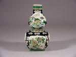 清代光緒 A rare famille noire 康熙 Kangxi style double gourd cushion vase decorated with xieze and the flowers of the four seasons