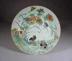 康熙清代 Kangxi famille verte dish with decoration of birds and flowers at a pond