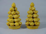 A Pair of Kangxi Imperial Yellow Glazed Altar Peach Stacks