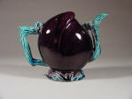 康熙 Kangxi aubergine & turquoise peach form cadogan wine pot