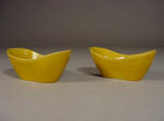 Pair of 道光 Daoguang Yellow Glazed Ingot (Sycee) Shaped Dishes