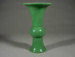 康熙 Kangxi beaker (gu) form vase with camellia leaf green glaze.