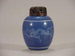 A small powder blue 康熙清代 Kangxi Ginger Jar with decoration of a white Ming style dragon