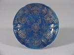 康熙清代 Kangxi Gilt Powder Blue Lotus Dish